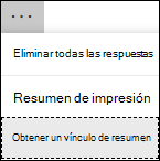 Opción Obtener un vínculo de resumen en Microsoft Forms