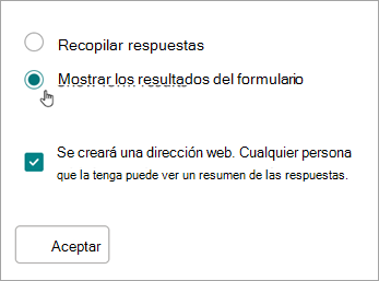 Seleccionar Mostrar resultados del formulario