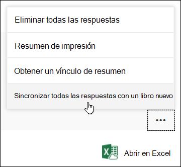 Opción “Sincronizar todas las respuestas en un nuevo libro” en Microsoft Forms