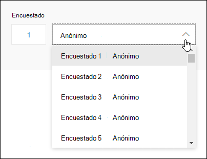 Ver una lista desplegable de participantes en Microsoft Forms