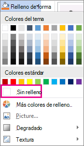 Seleccionar Sin relleno