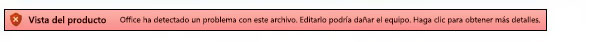 Vista protegida de un error de validación de archivo