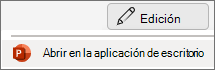 Elemento de menú Abrir aplicación de escritorio de PowerPoint