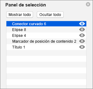 Muestra el panel de selección en PowerPoint 2016 para Mac