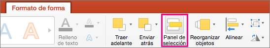 Muestra la pestaña Formato de forma en PowerPoint 2016 para Mac