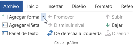 El botón Agregar forma en el grupo Crear gráfico