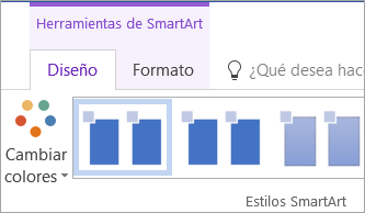 El botón Cambiar colores en la pestaña Diseño de herramientas de SmartArt