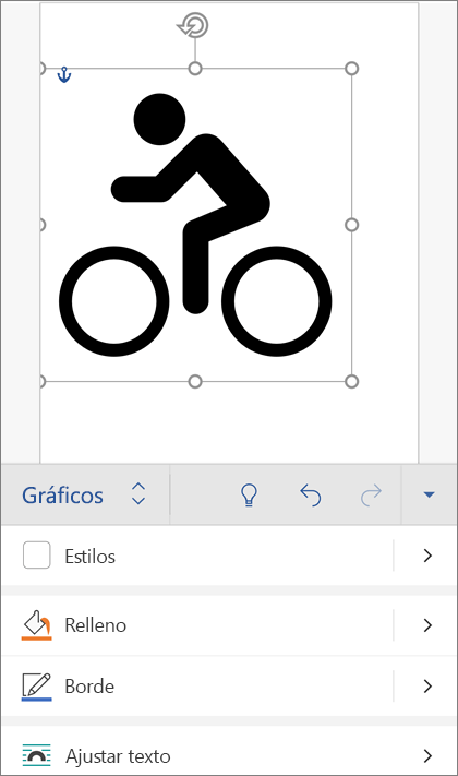 Imagen SVG seleccionada que muestra la pestaña Gráficos en la cinta de opciones