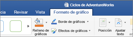 Una imagen SVG seleccionada, habilita la pestaña Formato de gráficos en la cinta de opciones