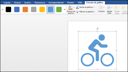Galería de estilos con un estilo azul claro aplicado a un gráfico de una bicicleta