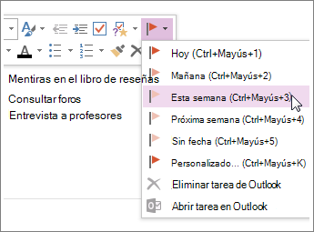 Puede crear una tarea que puede seguir en Outlook.