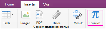 Haga clic en la pestaña Insertar y seleccione Ecuación