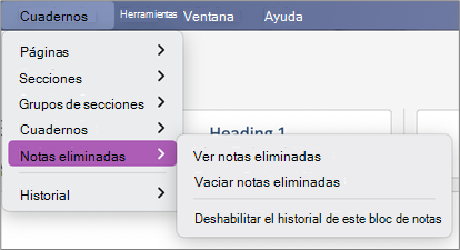 Blocs > de notas eliminados Vista notas eliminadas >