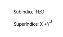Ejemplo de subíndice y superíndice