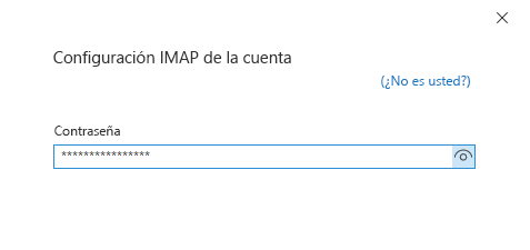 Cuadro de diálogo de configuración, página de contraseña.