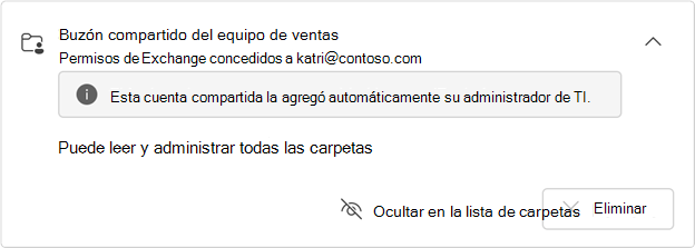 Tarjeta de buzón compartido asignado automáticamente