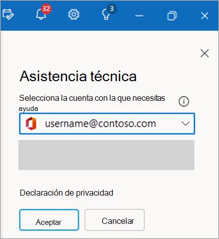 Captura de pantalla ponerse en contacto con el soporte técnico