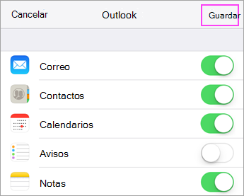 Configuración de sincronización de la cuenta