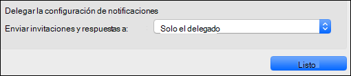 Opciones de notificación de delegado.