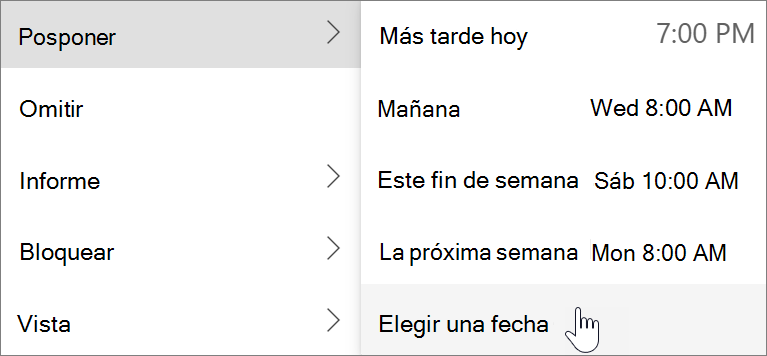 Usar Posponer en el nuevo Outlook para Windows