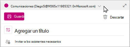 Elija el grupo en el menú desplegable para programar el evento en ese calendario.