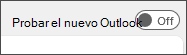 Captura de pantalla de Probar el nuevo botón de alternancia de Outlook