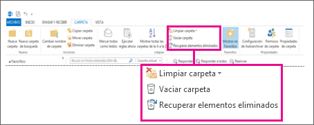 Comando Vaciar carpeta en la cinta