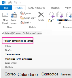 Buzón compartido en la Lista de carpetas de Outlook