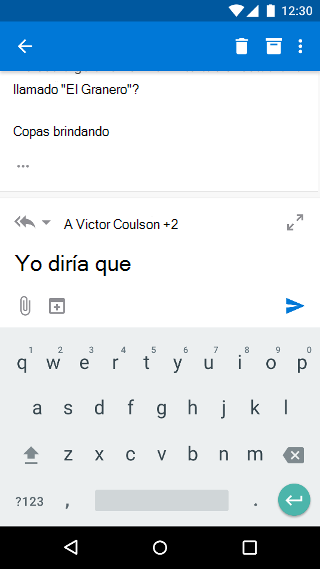 Redactar un correo electrónico en Outlook Mobile