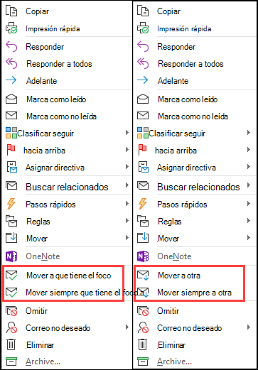 Vista en paralelo de las opciones Desplazarse y Desplazarse siempre