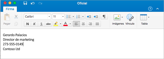 Se muestra el Editor de firmas