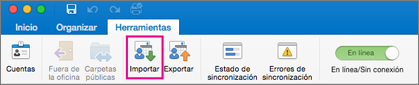 En la pestaña Herramientas, haga clic en Importar.