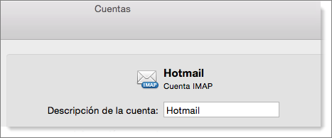 Se muestran una descripción y un tipo de cuenta de Outlook.