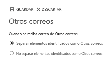 Opciones de Otros correos