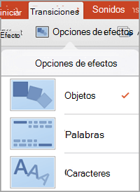 Opciones de efectos