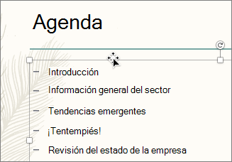 Seleccione el cuadro de texto con las viñetas que desea animar