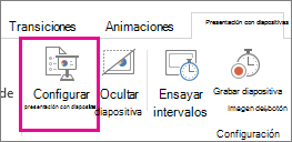 Botón Configurar presentación con diapositivas