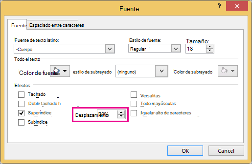 Muestra el cuadro de diálogo Fuente en PowerPoint