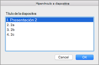 Seleccionar diapositiva de destino