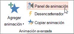 Abrir el panel de animación