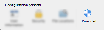 El icono de privacidad debajo de preferencias de aplicación.