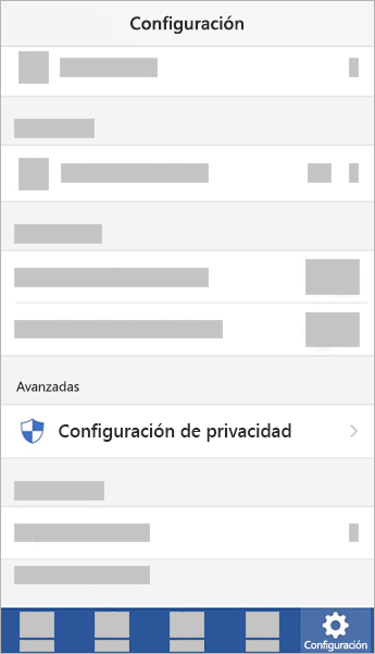 Captura de pantalla que muestra la opción Configuración de privacidad en iOS