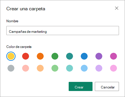 Puede escribir el nombre de la nueva carpeta en el cuadro de diálogo Crear una carpeta en la experiencia moderna de SharePoint.