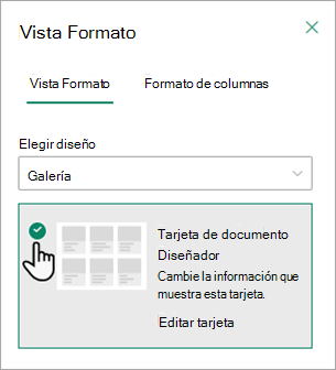 Puede usar la tarjeta de documento Designer para cambiar la información que se muestra en cada tarjeta.