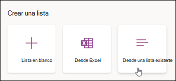 Crear a partir de una lista existente