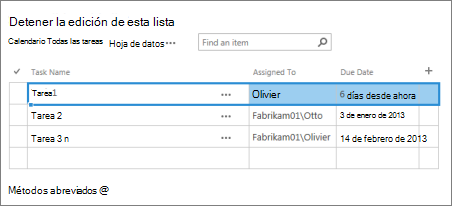 Vista de hoja de datos