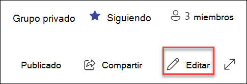 Vista previa del botón Editar página de SharePoint