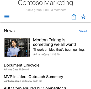 Captura de pantalla de Noticias de equipo en el sitio