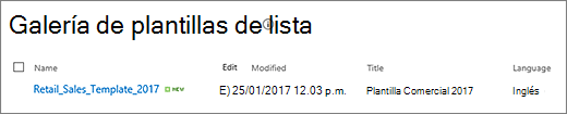 Página de plantilla de lista