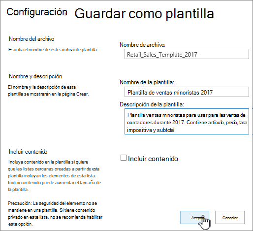 Guardar como página de plantilla